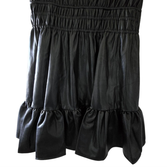 Grey Collective Short Sleeve Black Faux Leather Ruffled Mini Dress - Picture 5 of 13